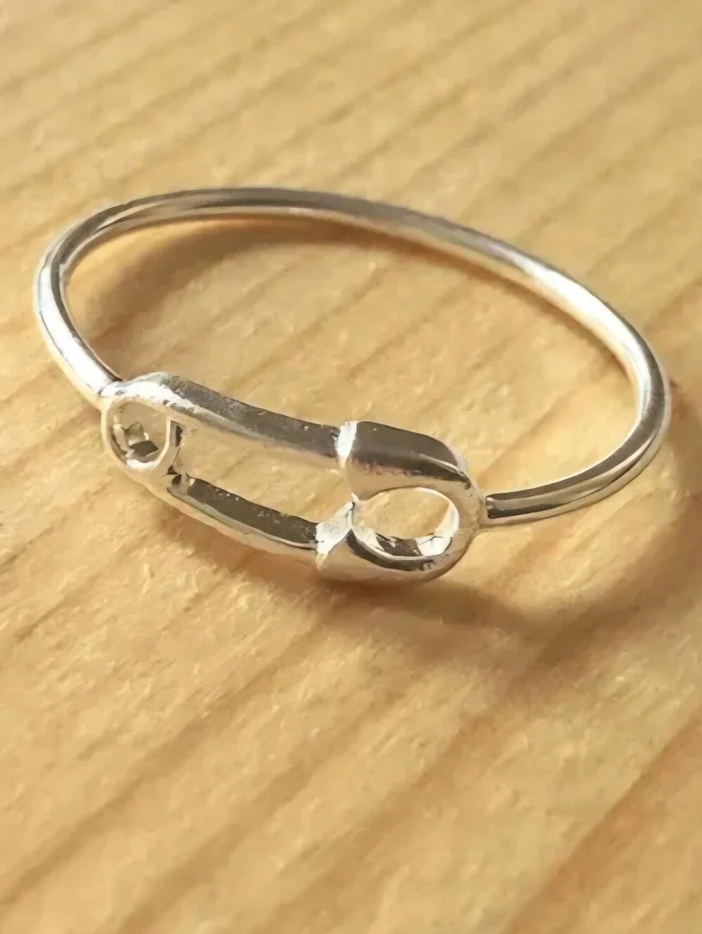 Silver Ring Dainty Mini Safety Pin Fashion Jewelry Accessories Finger Size 7